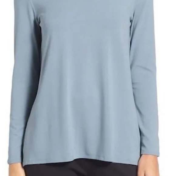 EILEEN FISHER WOMENS WATER BLUE LONG SLEEVE VISCOSE TEE SHIRT S - Picture 11 of 11